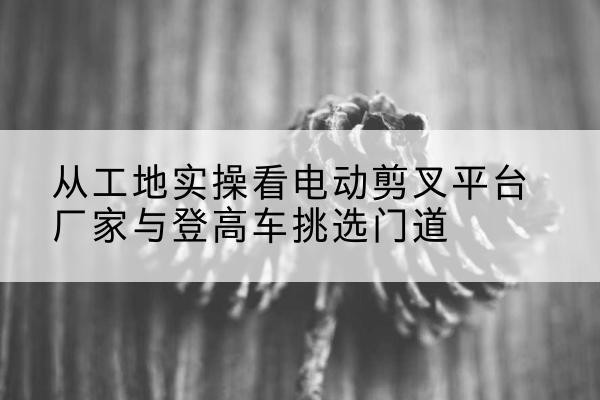 遂宁电动剪叉升降平台厂家-从工地实操看电动剪叉平台厂家与登高车挑选门道